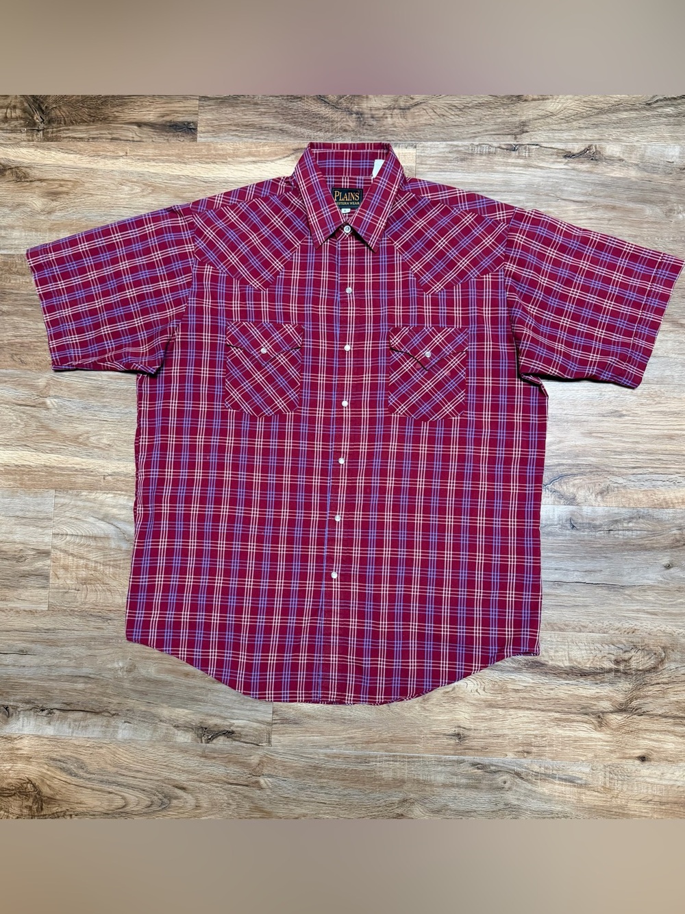 PLAINS Western Wear Red Plaid Short-Sleeve Button-Down Shirt - Men's Large
